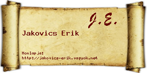 Jakovics Erik névjegykártya