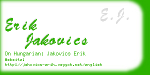 erik jakovics business card